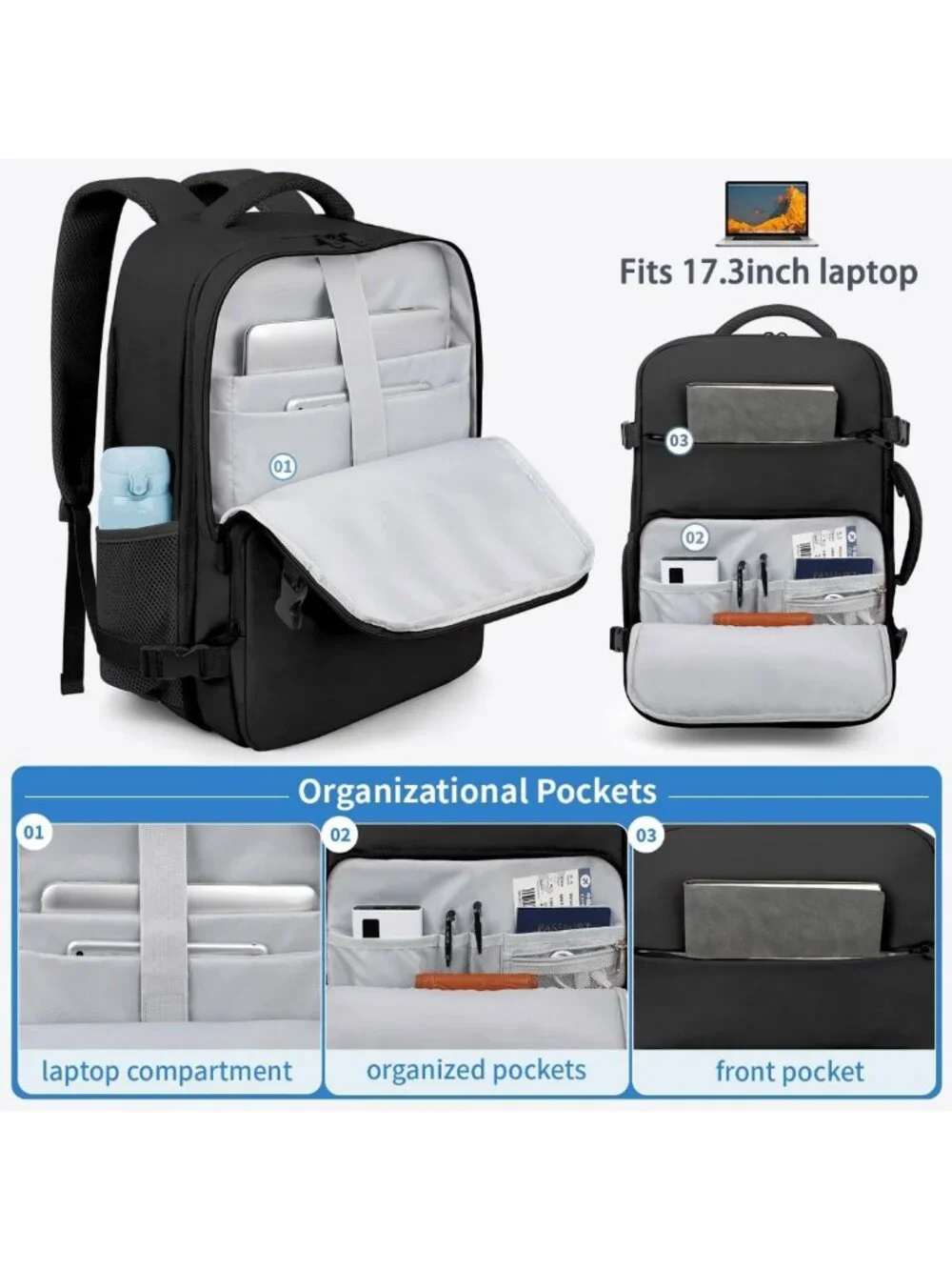Stylish Travel Backpack for Men & Women, 17.3